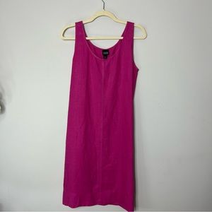 Eileen Fisher 100% Linen Sleeveless Shift Dress Magenta 32
